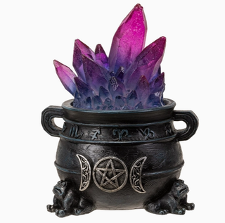 Chaudron Magique Avec Cristaux Violets Lumineux | Sorcière et Magie