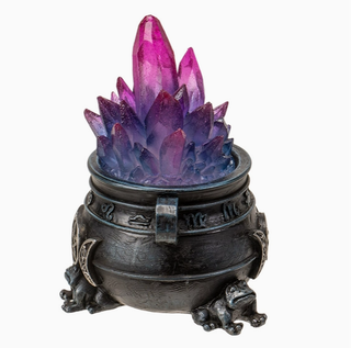 Chaudron Magique Avec Cristaux Violets Lumineux | Sorcière et Magie